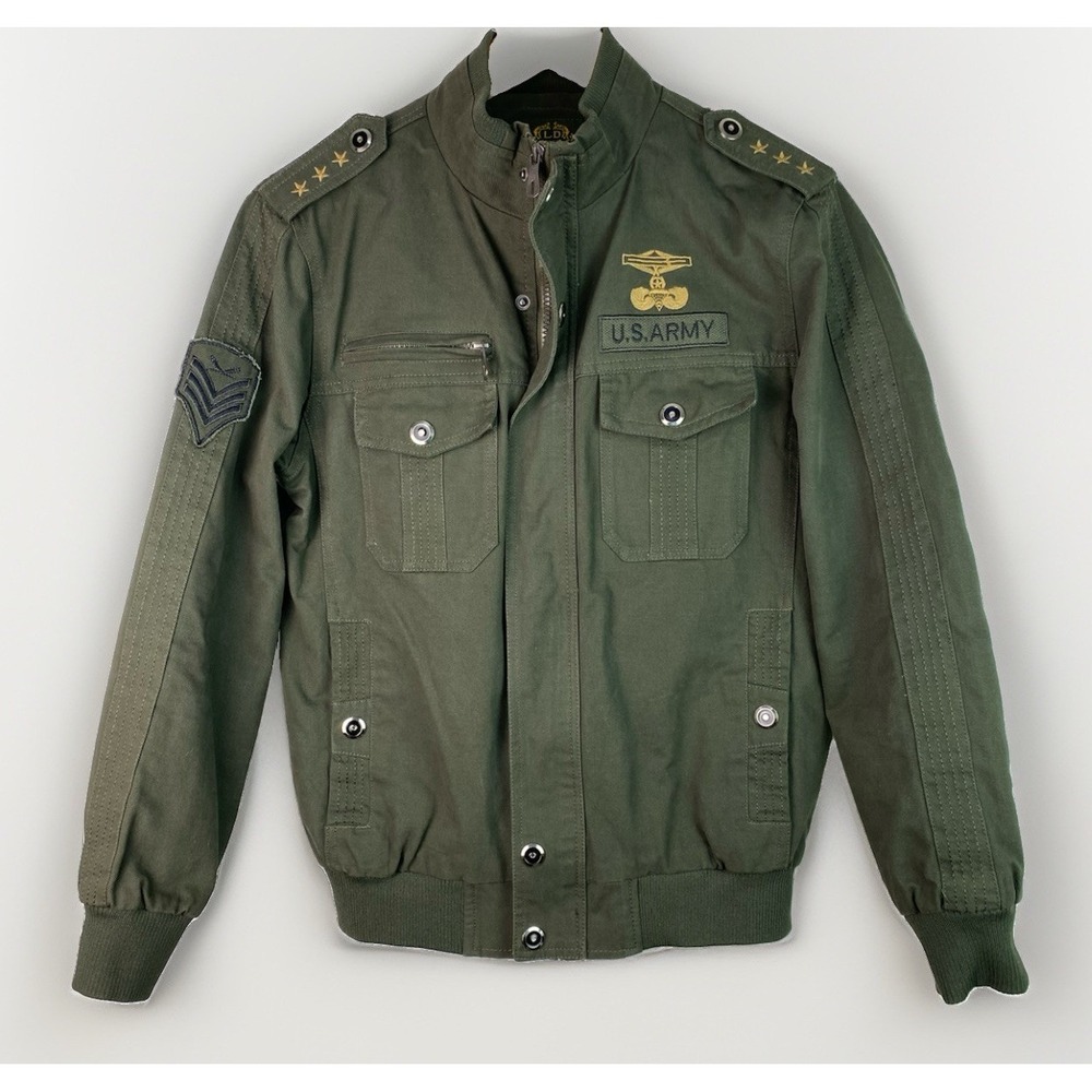 LD Kasild Men's S Olive Green Full Zip Military Lined Cotton Bomber Army Jacket - Picture 1 of 11